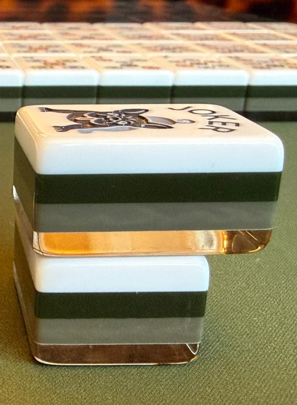 Wood Grain Acrylic Mahjong Set Classic Game Tiles