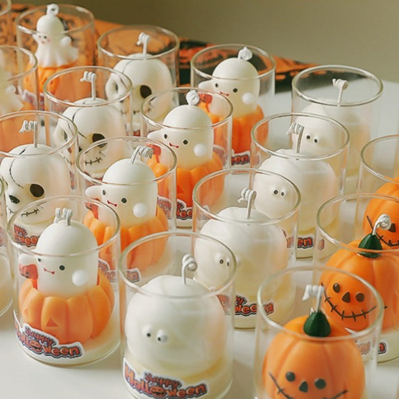 Halloween Ghost Pumpkin Candle Glass Cup Decor