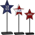 Fourth of July Star Table Decor Patriotic Wooden Stand