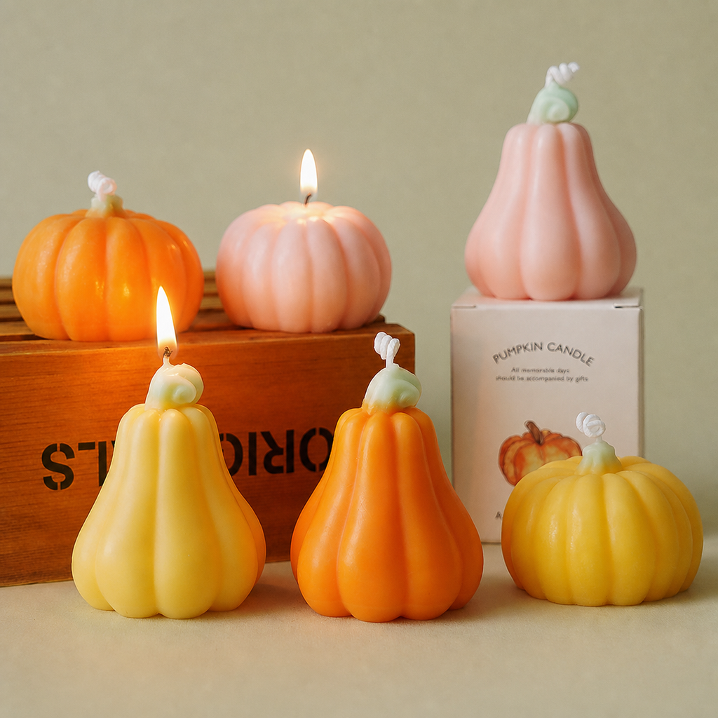 Pumpkin Shaped Candle Halloween Seasonal Home Decor