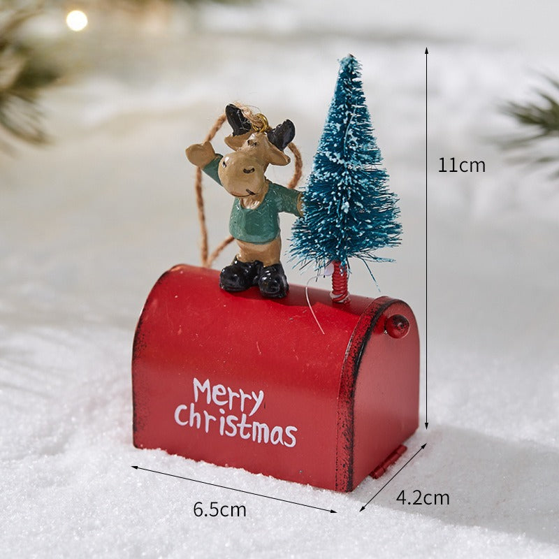 Christmas Metal Hanging Ornaments Santa Snowman Reindeer