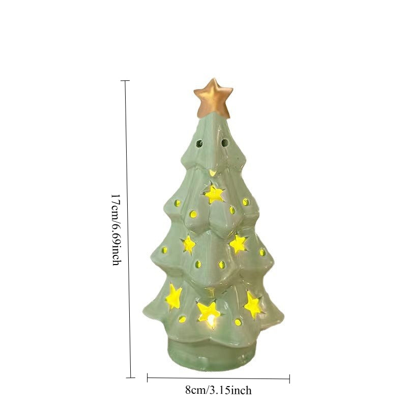Ceramic Christmas Tree LED Night Light Holiday Table Decor