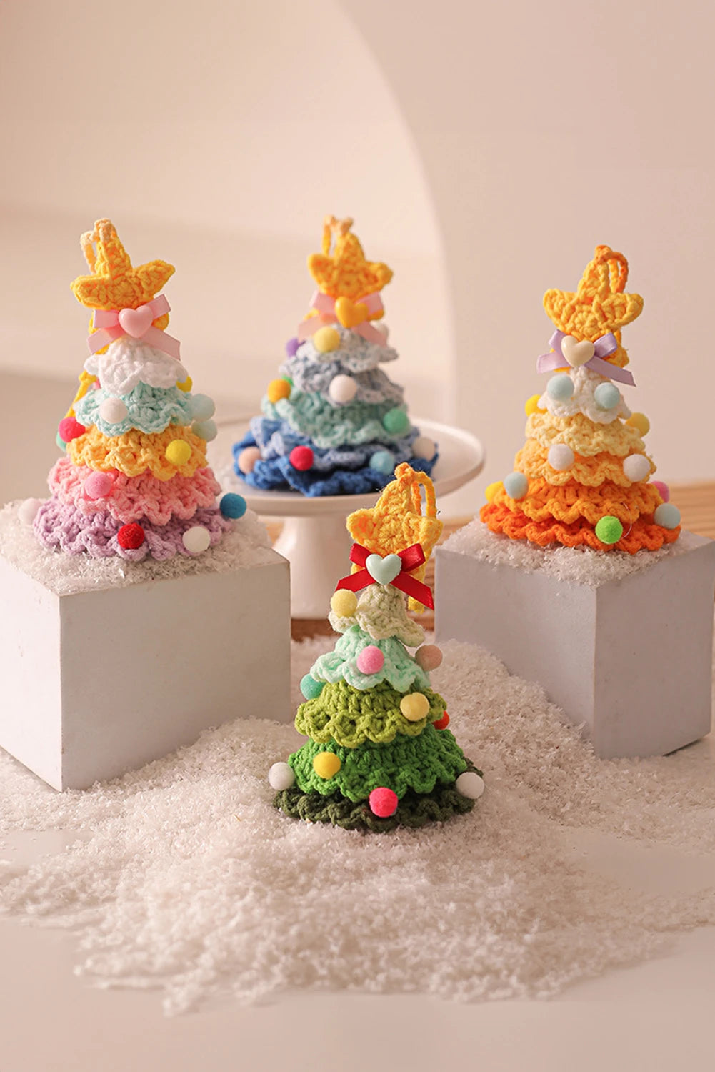 Handmade Crochet Christmas Tree Jingle Bell Hanging Ornament