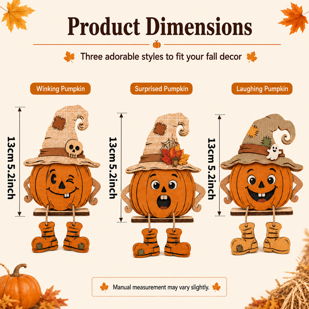 Wooden Halloween Pumpkin Tabletop Decor DIY Hanging Ornament