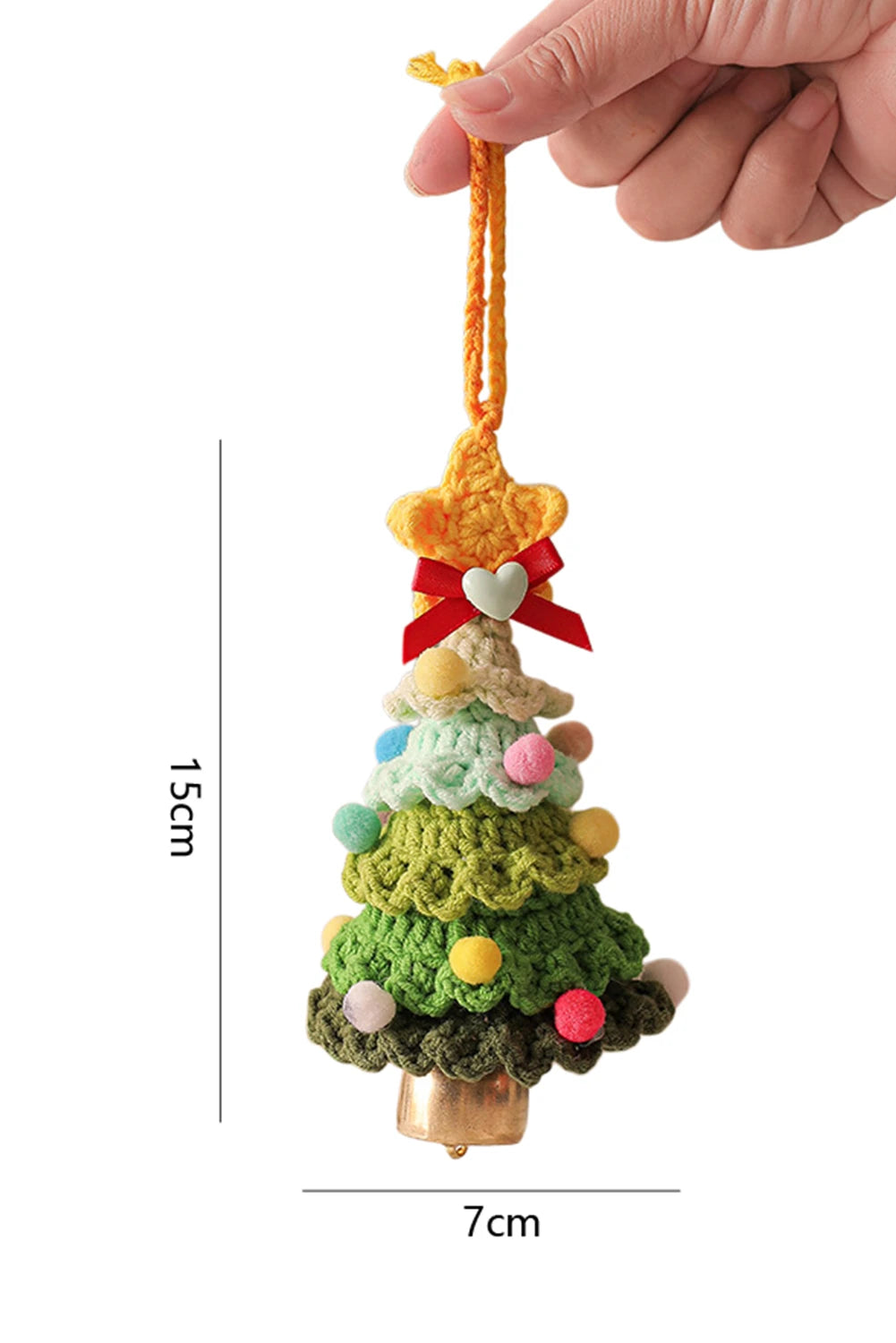 Handmade Crochet Christmas Tree Jingle Bell Hanging Ornament