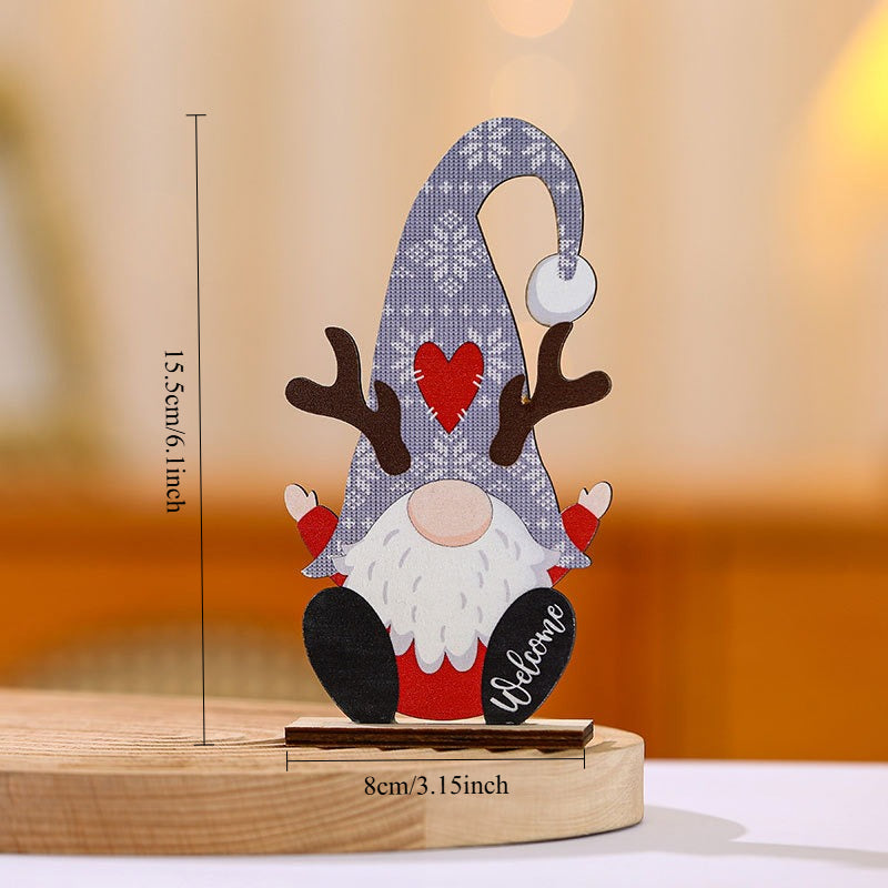 Christmas Gnome Wooden Tabletop Figurine Holiday Decor