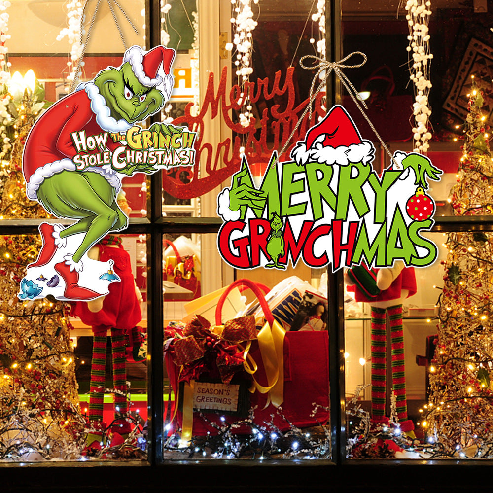 Christmas Cartoon Door Hanger Holiday Party Decor