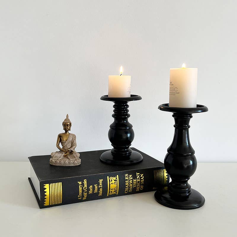 Vintage Black Resin Candle Holder Modern Home Decor