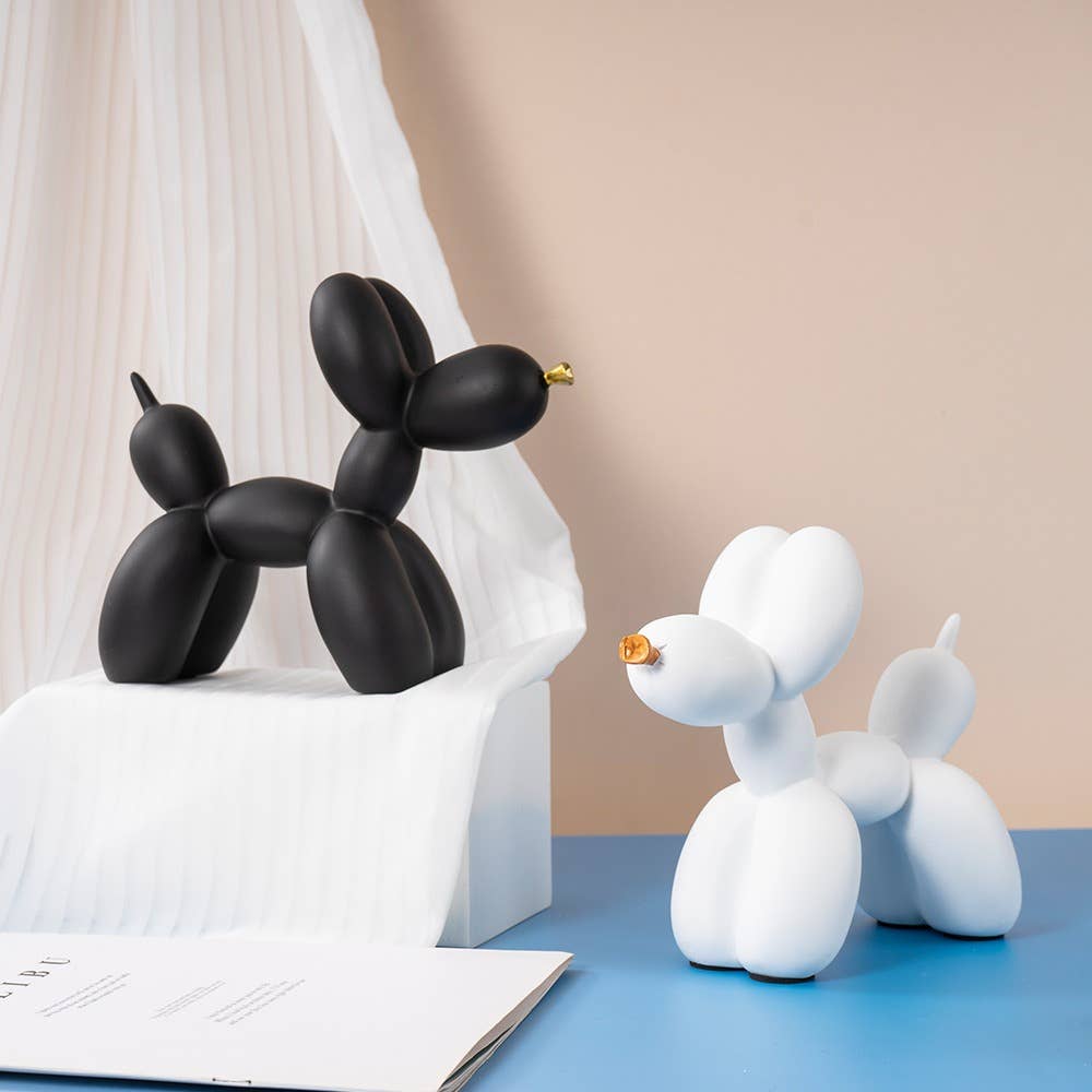 Balloon Dog Resin Figurine with Gold Nose Cute Home Decor