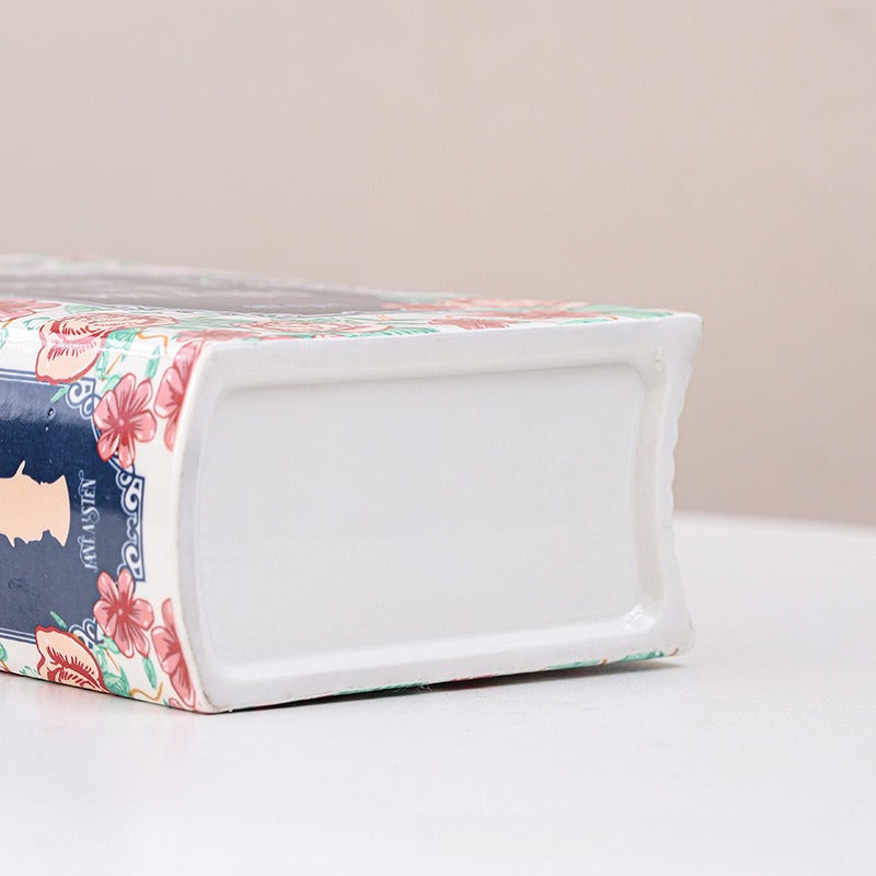 Ceramic Book Vase Decorative Flower Vase Home Shelf Decor