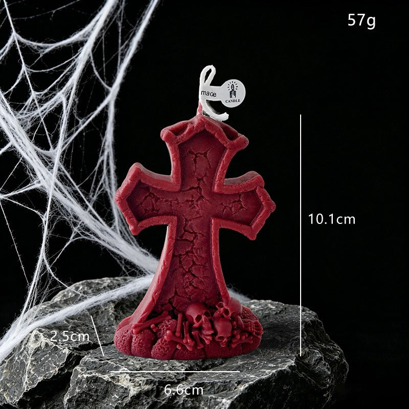 Cross Candle Halloween Decor Gothic Seasonal Home Accent Gift