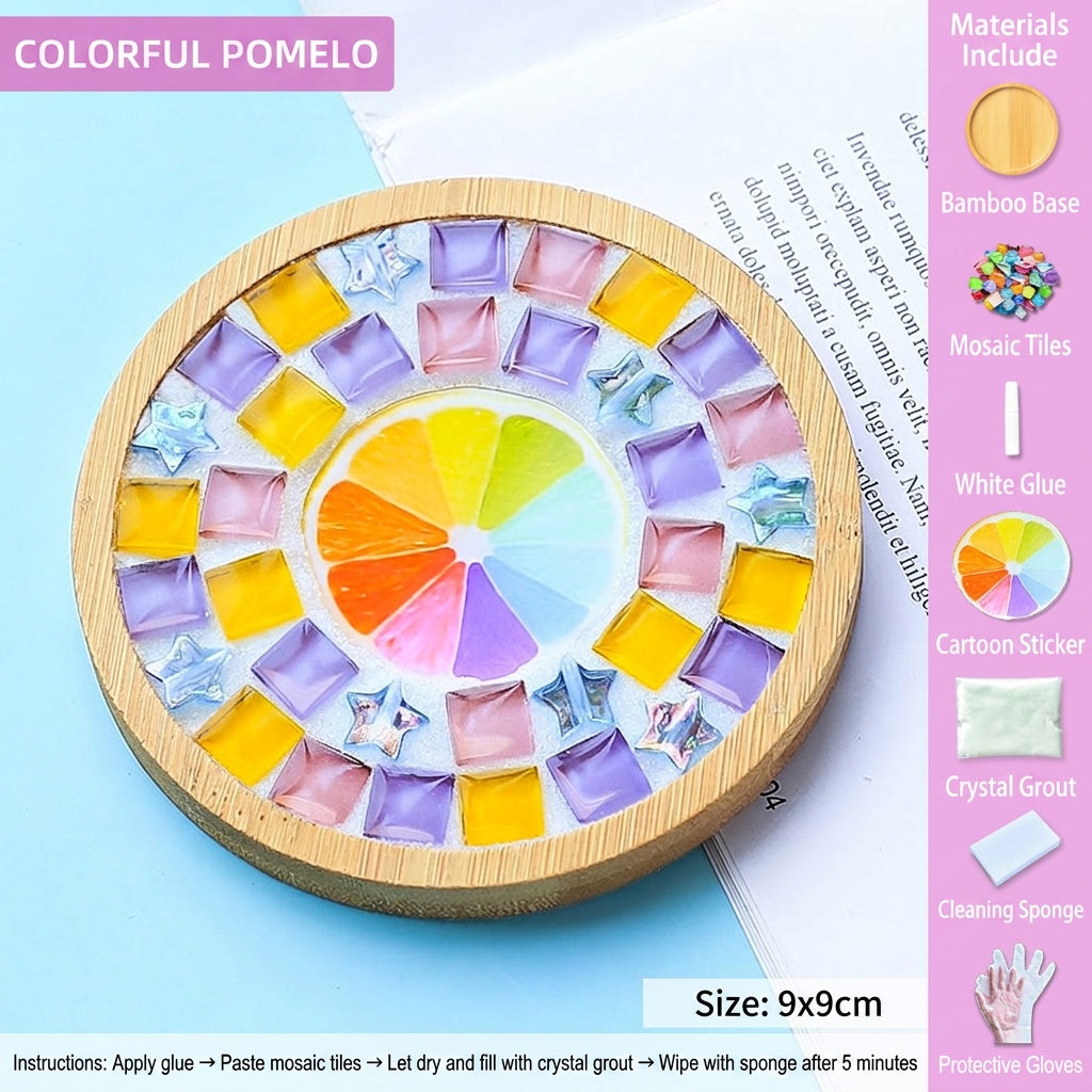 DIY Mosaic Coaster Craft Kit Kids Puzzle Art Set