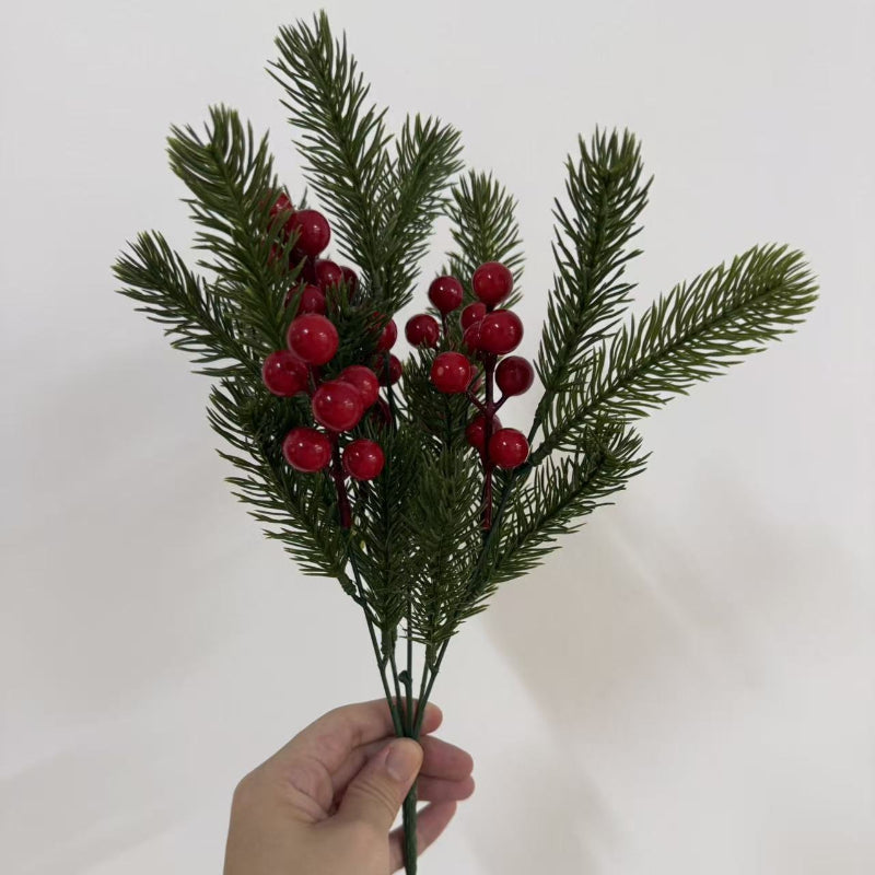 Artificial Christmas Berry Pine Needle Branch Holiday Home Decor