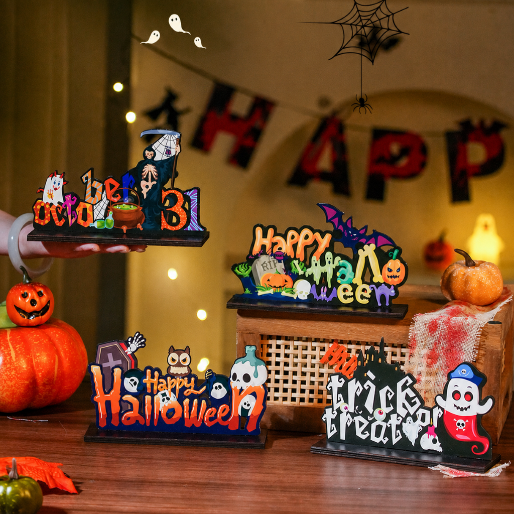 Halloween Wooden Tabletop Sign Seasonal Decor