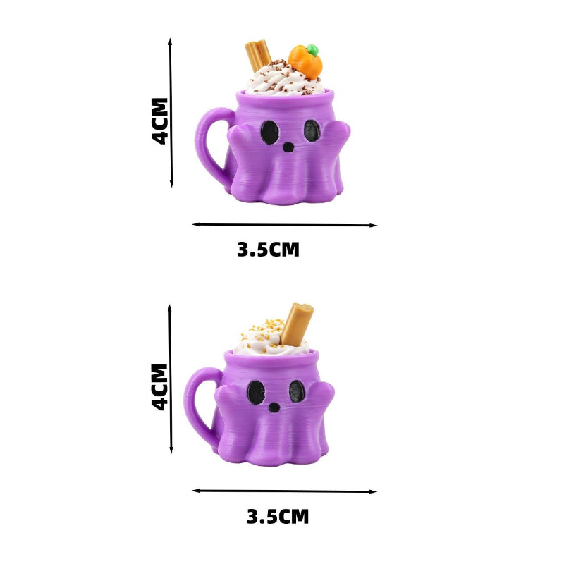 Halloween 3D Printed PLA Ghost Ice Cream Cup Keychain Fidget Charm