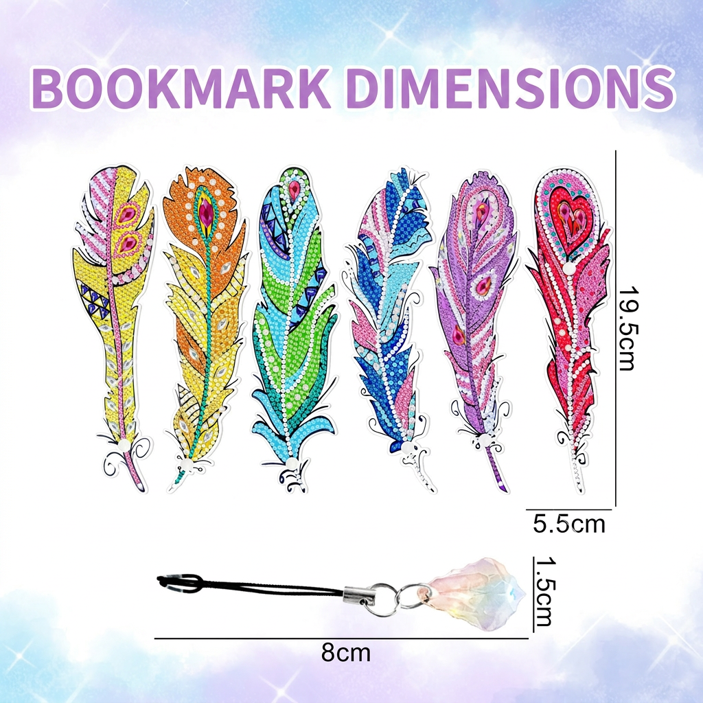 DIY Diamond Painting Bookmark Kit Crystal Pendant Craft Set
