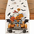 Halloween Linen Look Table Runner Festive Pumpkin Decor