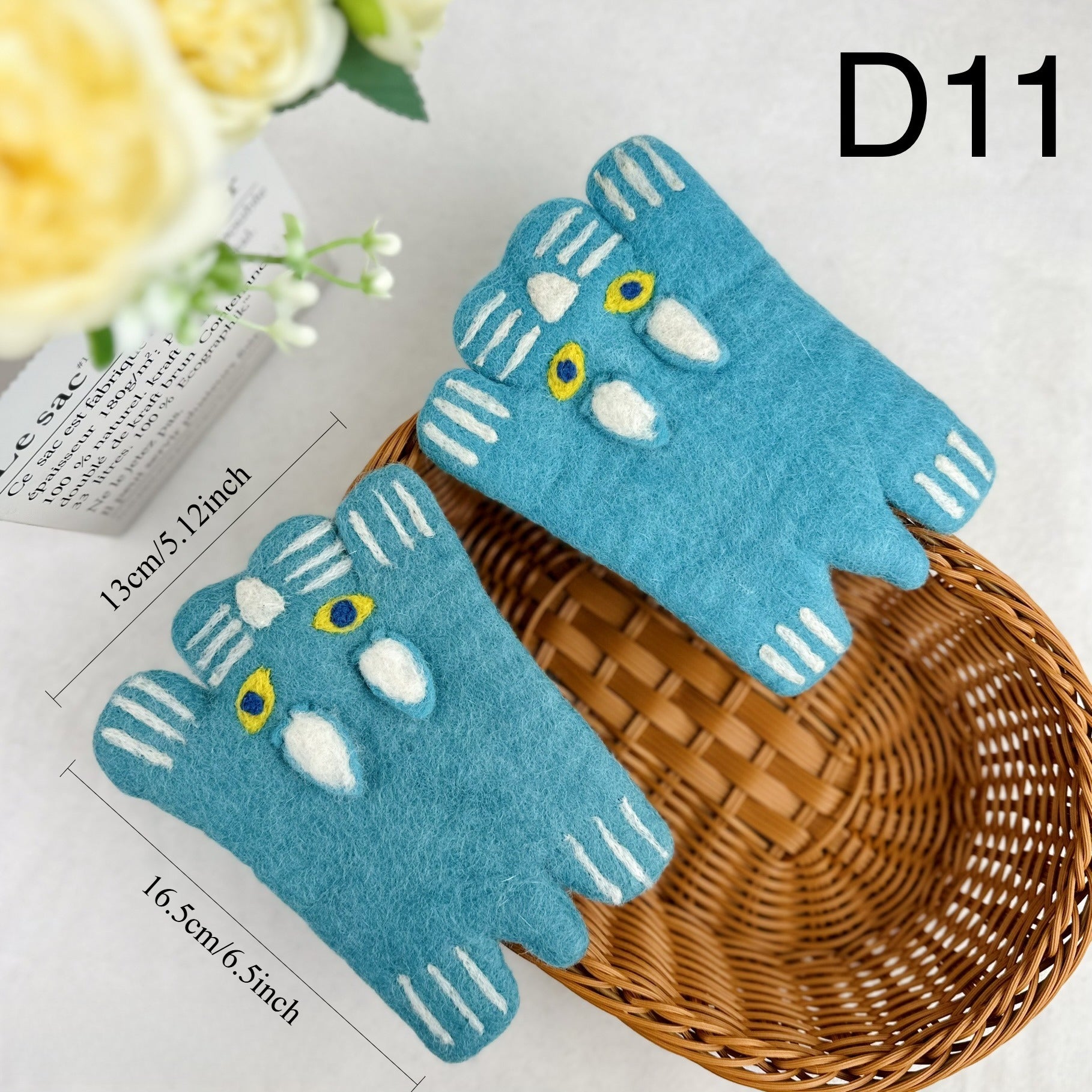Handmade Wool Felt Animal Coaster Cute Cat Tiger Bear Mat