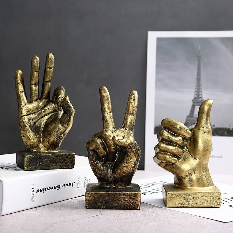 Vintage Hand Gesture Resin Sculpture Home Office Decor