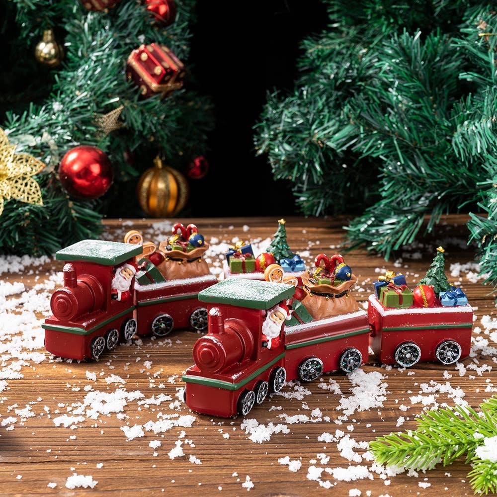 Christmas Santa Train Resin Figurine for Holiday Home D¨¦cor