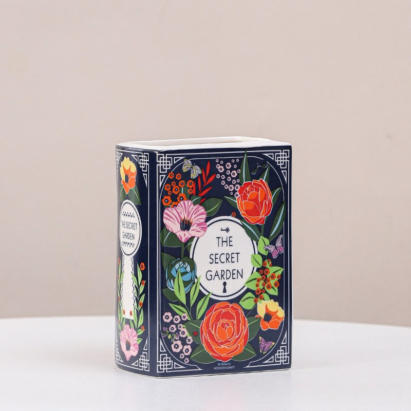 Ceramic Book Vase Decorative Flower Vase Home Shelf Decor
