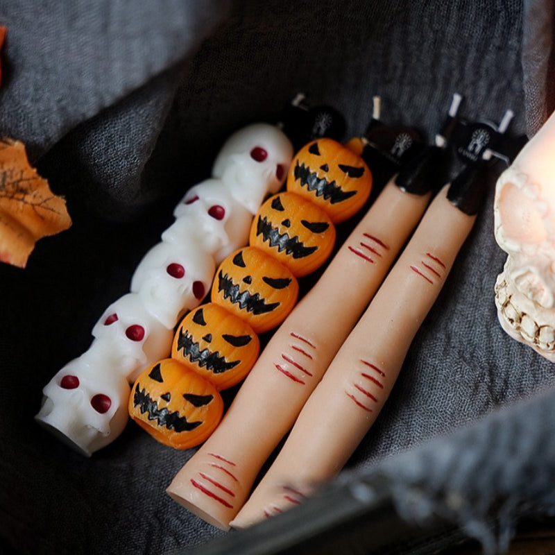 Halloween Taper Candle Pumpkin Skull Seasonal Decor