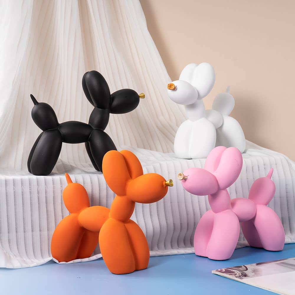 Balloon Dog Resin Figurine with Gold Nose Cute Home Decor