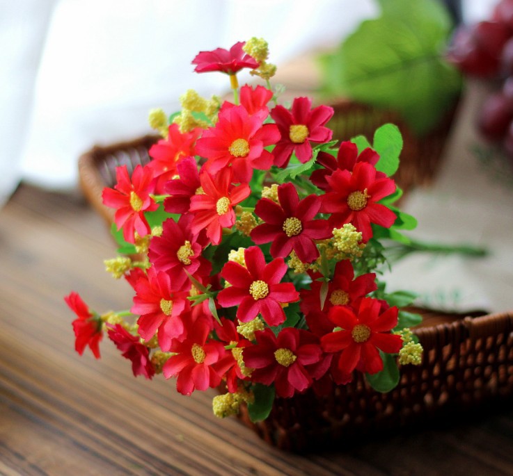 Artificial Daisy Flower Bundle Colorful Faux Floral Decor