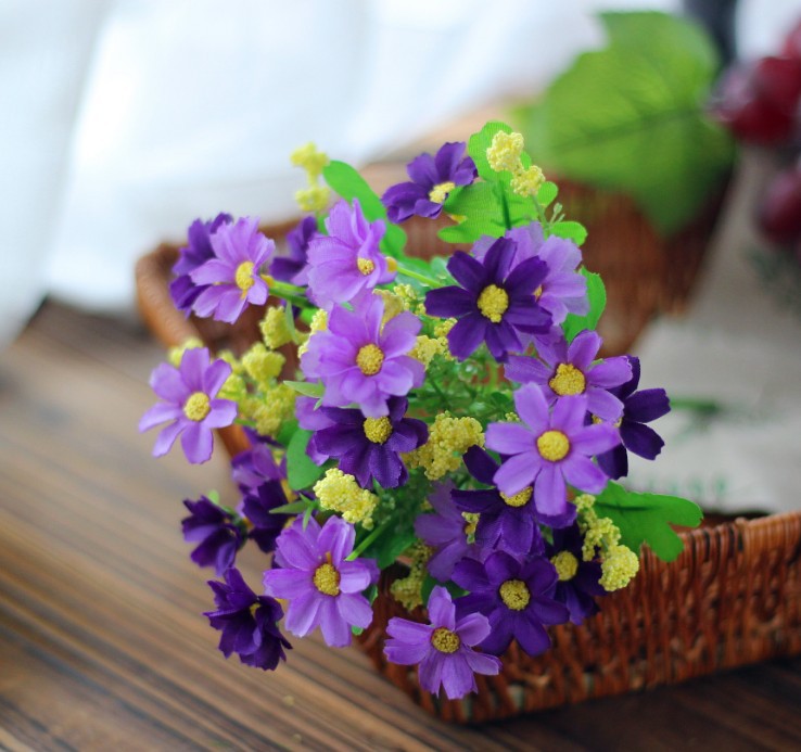Artificial Daisy Flower Bundle Colorful Faux Floral Decor