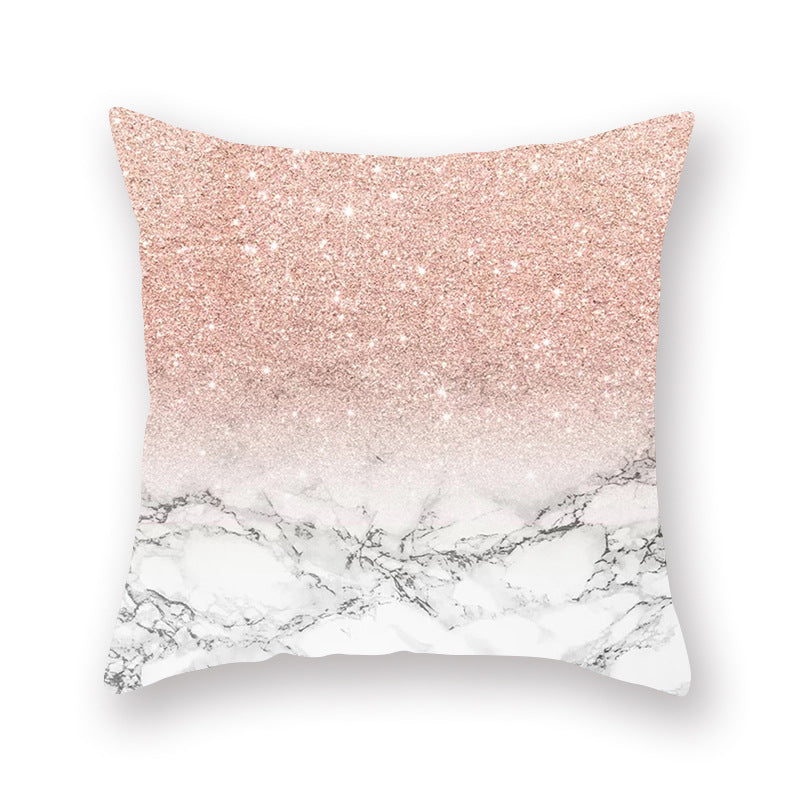 Rose Gold Glitter Peach Skin Square Throw Pillow Cover