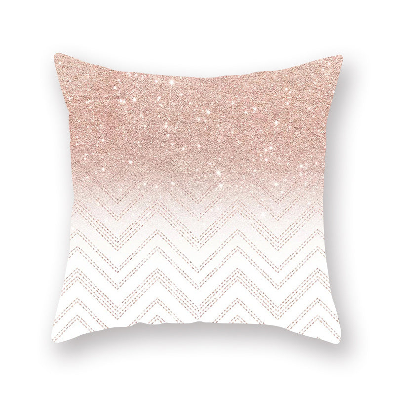 Rose Gold Glitter Peach Skin Square Throw Pillow Cover
