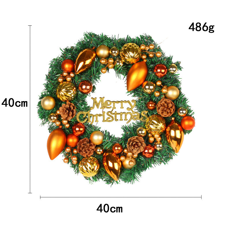 Christmas Wreath with Red Bow and Ornaments Door Decor