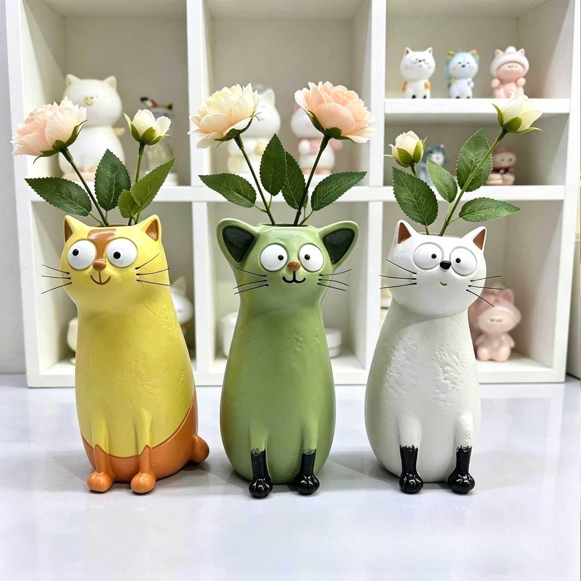 Quirky Cat Flower Vase Whimsical Animal Planter Home Decor