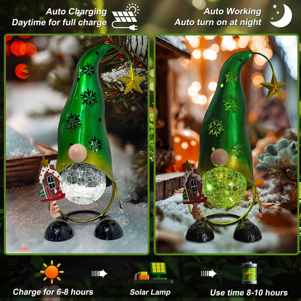 Solar Gnome Christmas Decor with Color Changing Lights