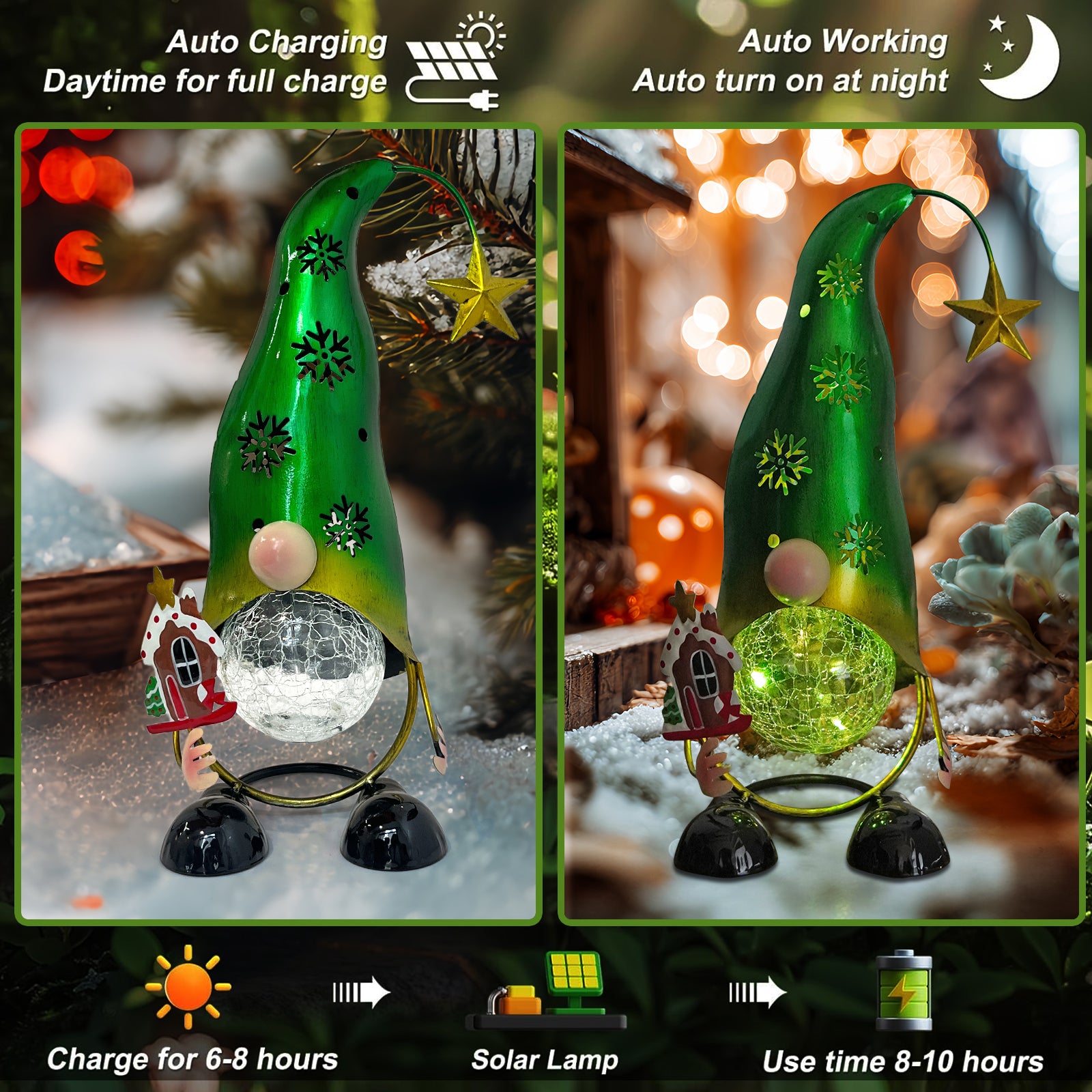 Solar Gnome Christmas Decor with Color Changing Lights