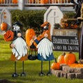 Solar Halloween Gnome Yard Decor Metal Lighted Set of 2