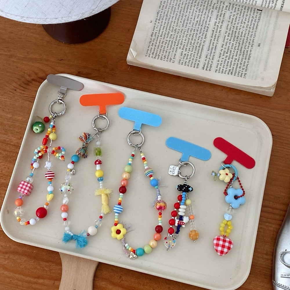 Beaded Phone Chain Strap Cute Flower Charm Phone Lanyard