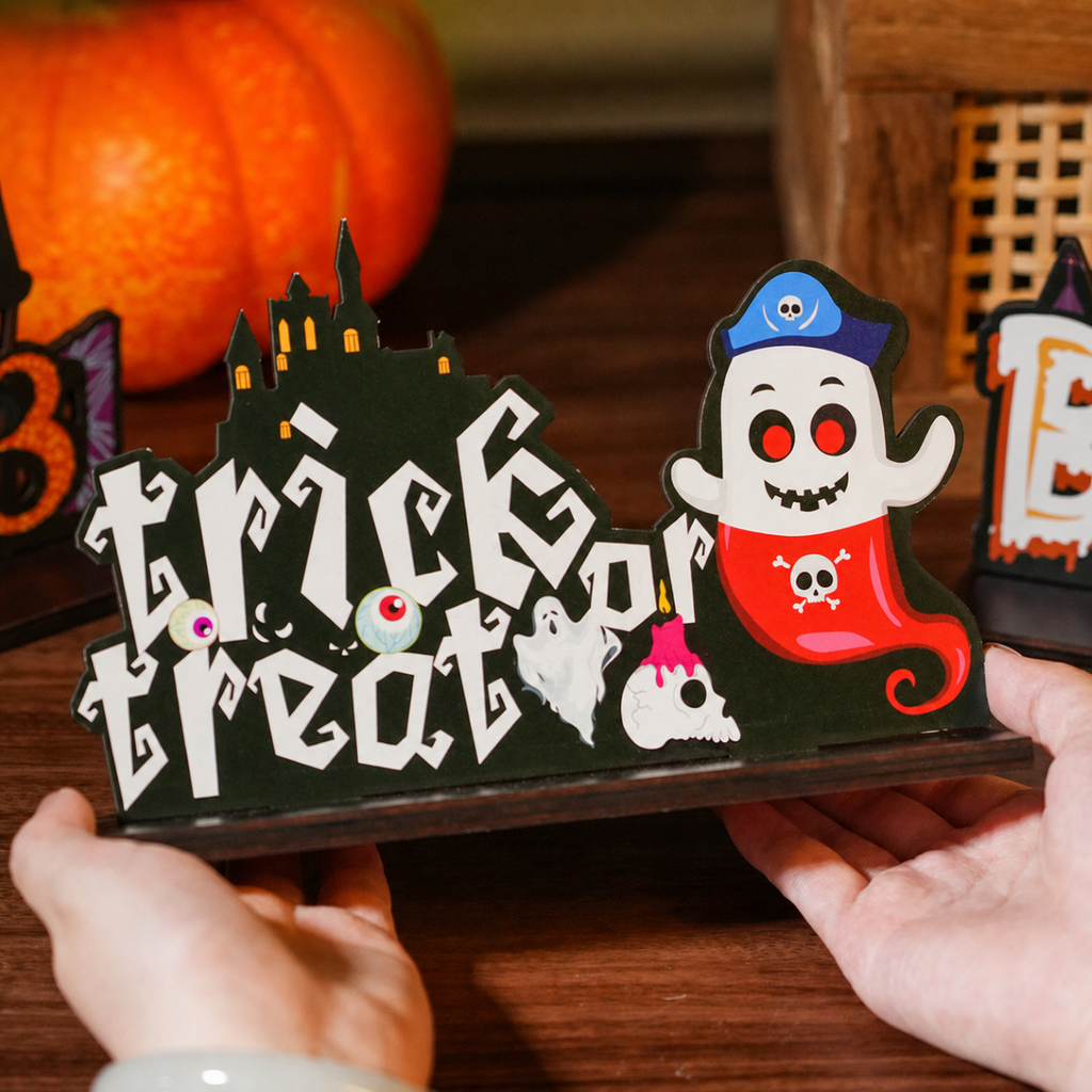 Halloween Wooden Tabletop Sign Seasonal Decor