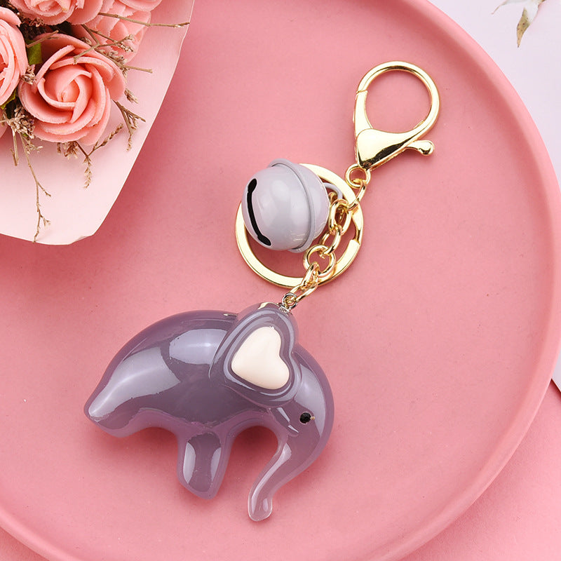 Cute Acrylic Jelly Elephant Keychain Bell Charm