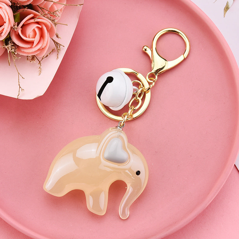 Cute Acrylic Jelly Elephant Keychain Bell Charm