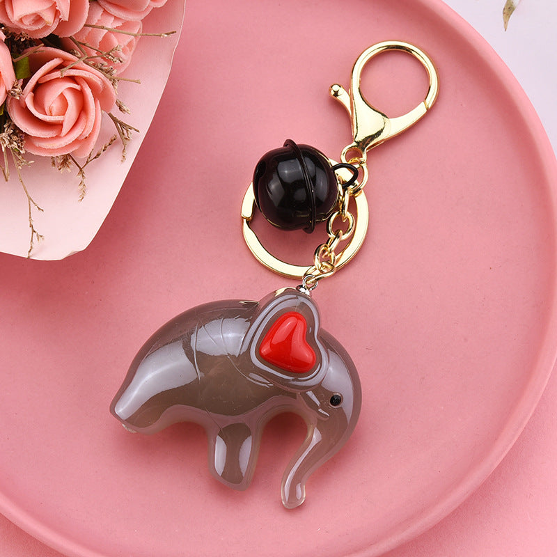 Cute Acrylic Jelly Elephant Keychain Bell Charm