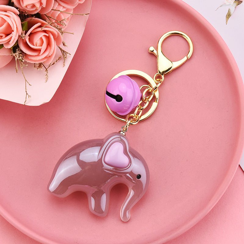 Cute Acrylic Jelly Elephant Keychain Bell Charm