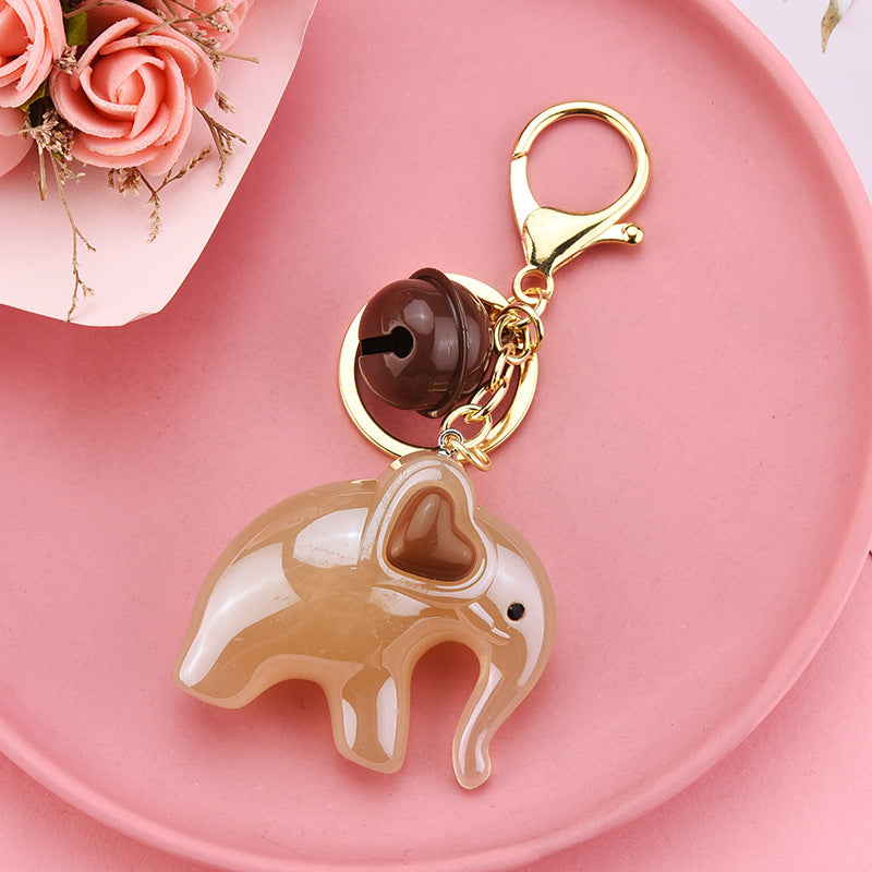 Cute Acrylic Jelly Elephant Keychain Bell Charm