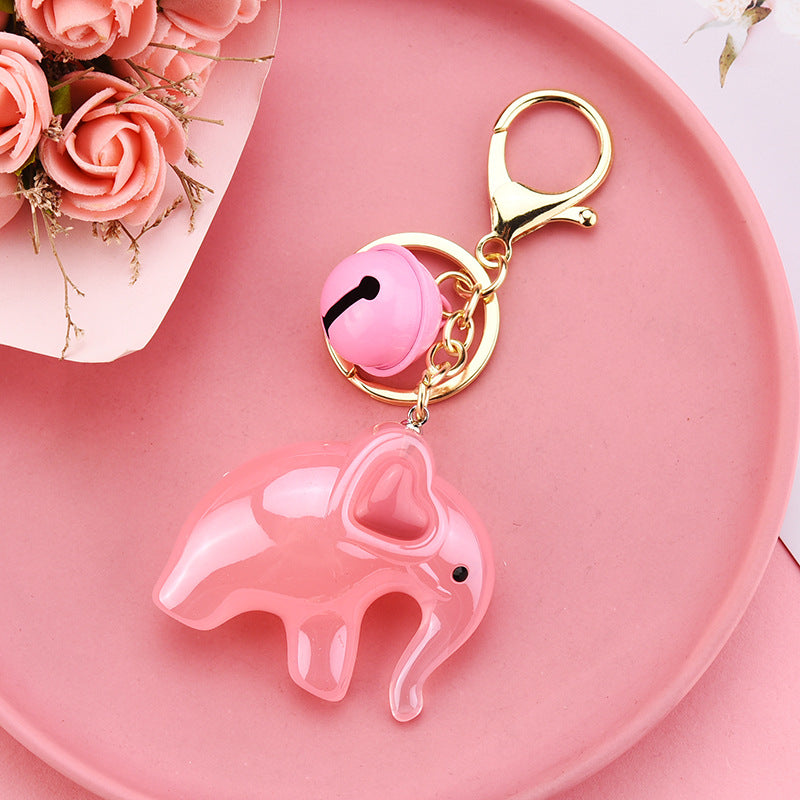 Cute Acrylic Jelly Elephant Keychain Bell Charm