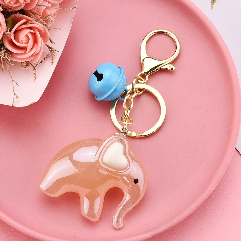Cute Acrylic Jelly Elephant Keychain Bell Charm