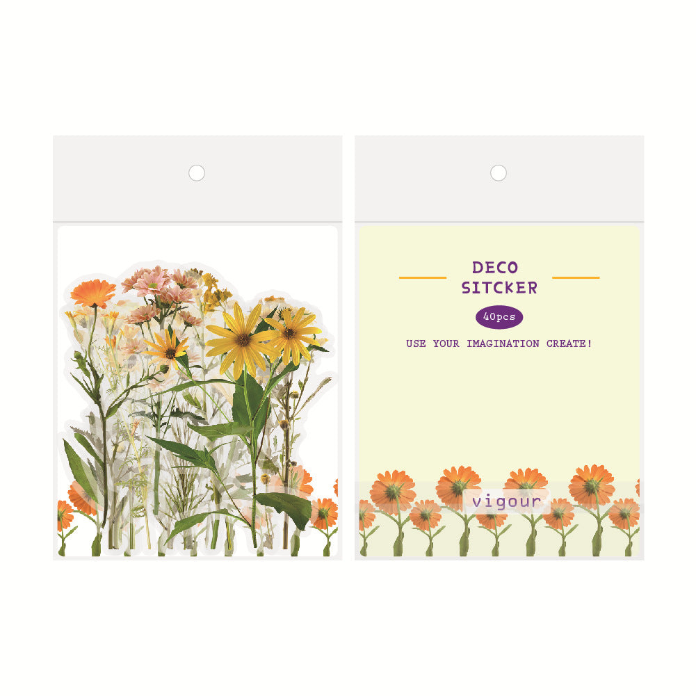 Botanical Flower Stickers Transparent PET Journal Set