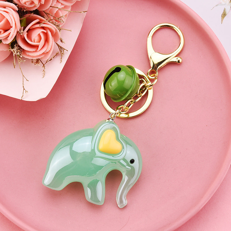 Cute Acrylic Jelly Elephant Keychain Bell Charm