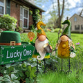 St Patrick Day Metal Gnome Statue Set of 2 Outdoor Yard Decor