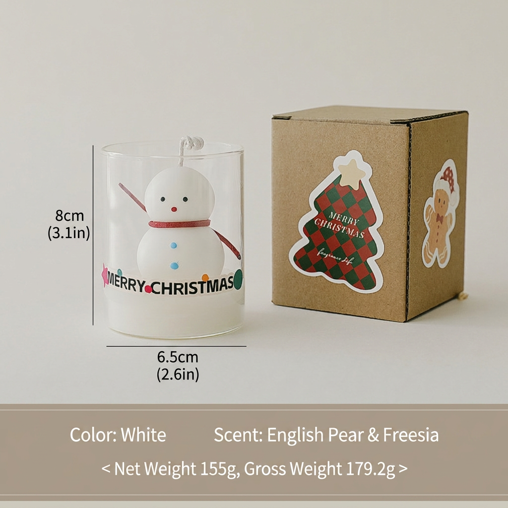 Christmas Glass Cup Scented Candle Holiday Decorative Gift