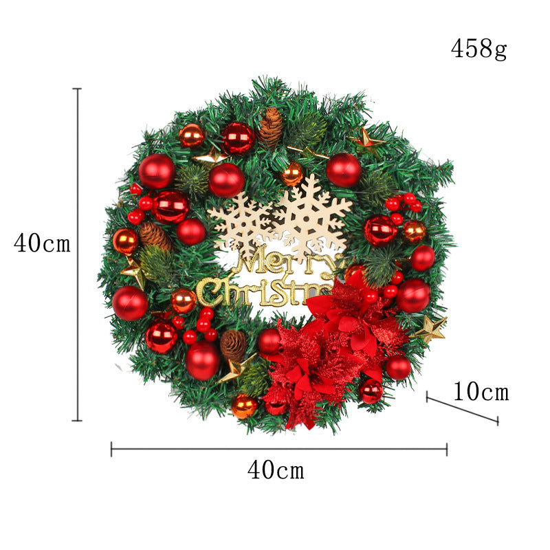 Christmas Wreath with Red Bow and Ornaments Door Decor